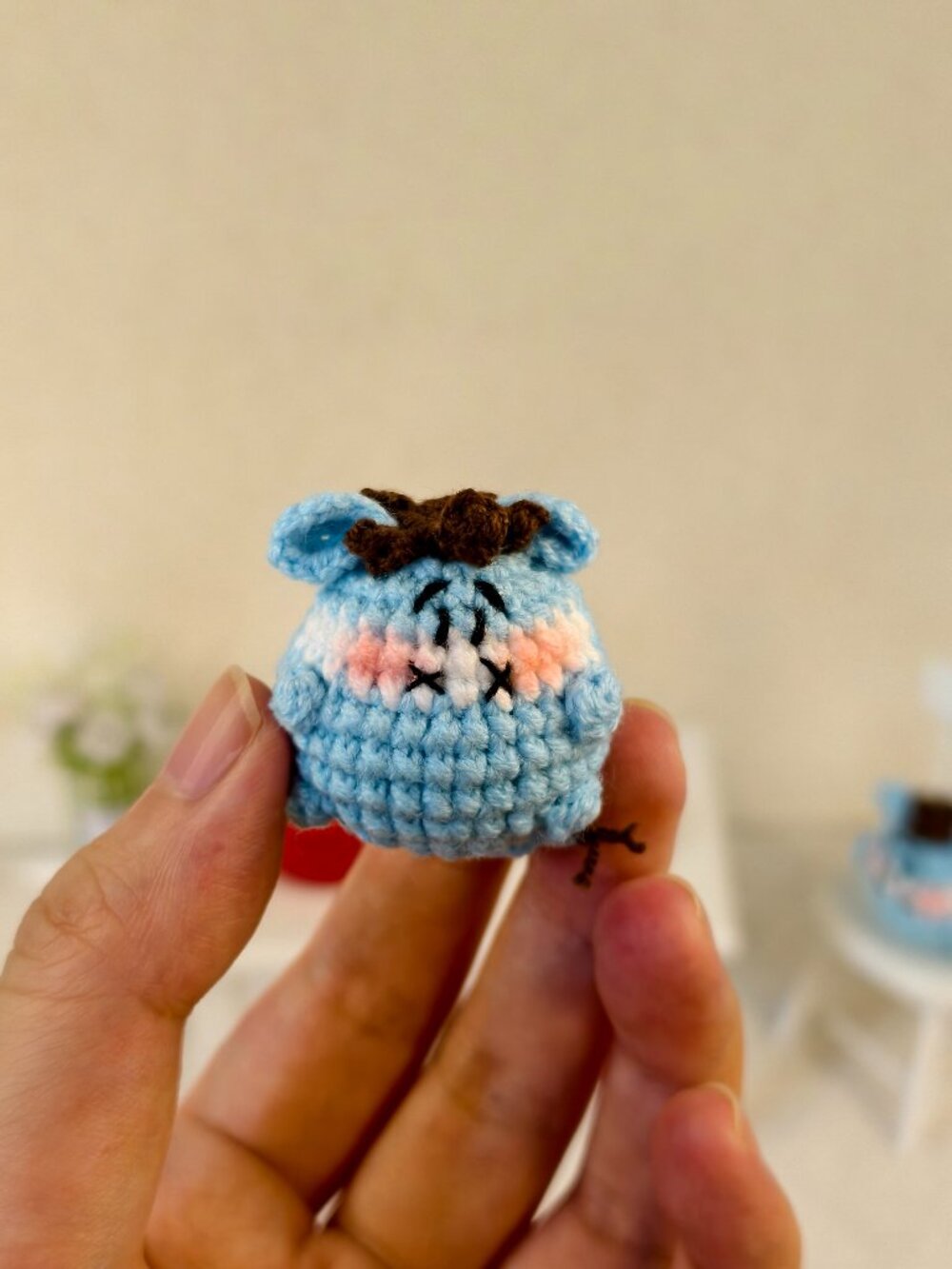 Handmade Amigurumi Crochet Tiny Donkey Plushie